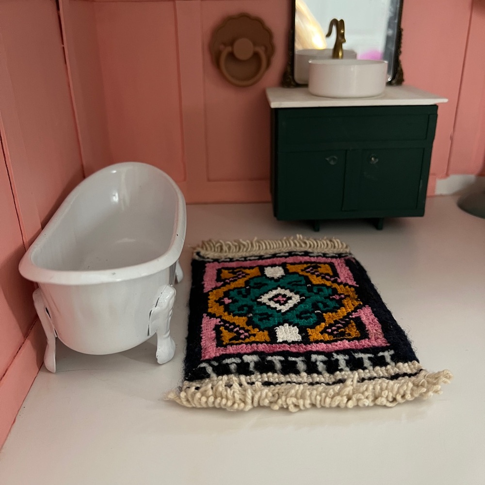 Dollhouse Sized Handmade Rug - Picture 2 of 4